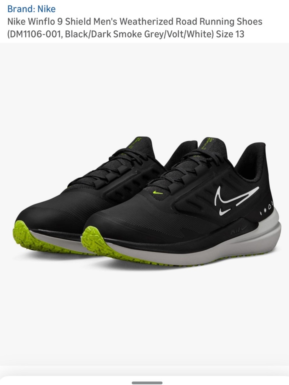 NEW Nike Men's Black/Volt/White Running Shoes